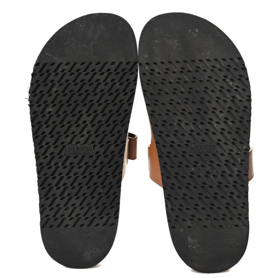 Hermes Calfskin Womens Chypre Sandals Naturel