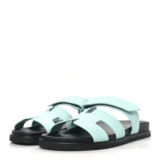 Hermes Epsom Womens Chypre Sandals 39 Bleu Cristaux