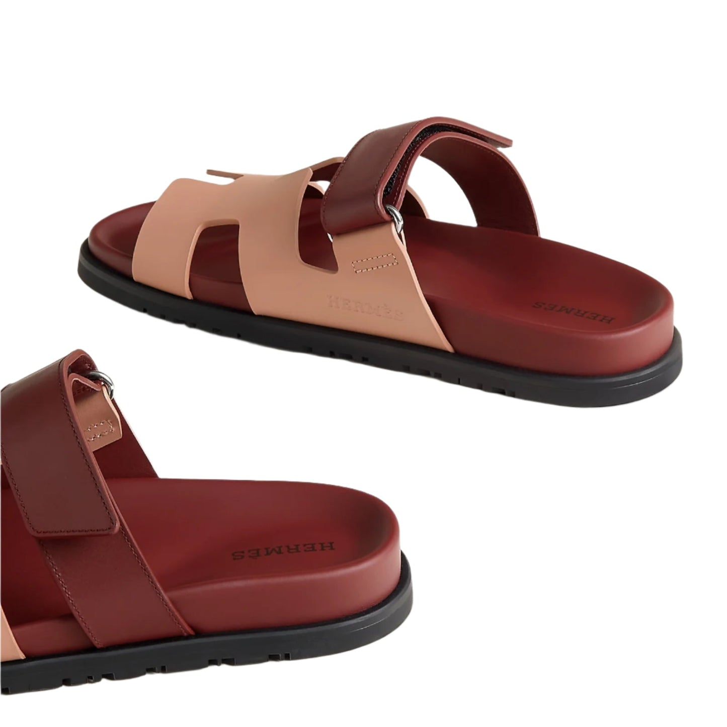 Hermes Suede Goatskin Womens Chypre Sandals Nude