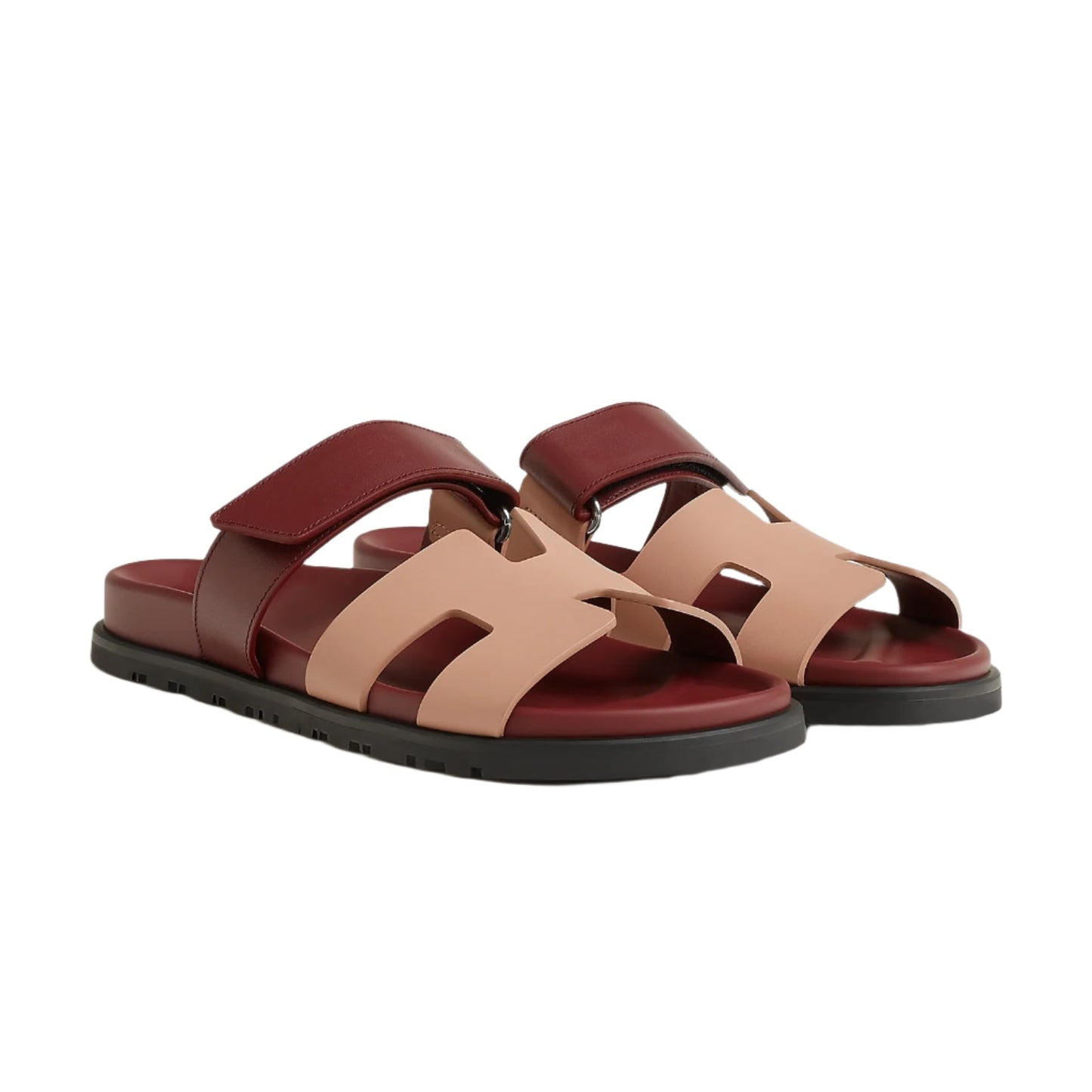 Hermes Suede Goatskin Womens Chypre Sandals Nude