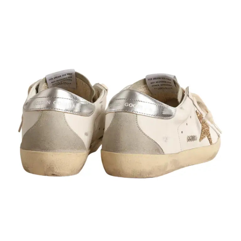Golden Goose Super-Star – White Ice Gray Gold Glitter